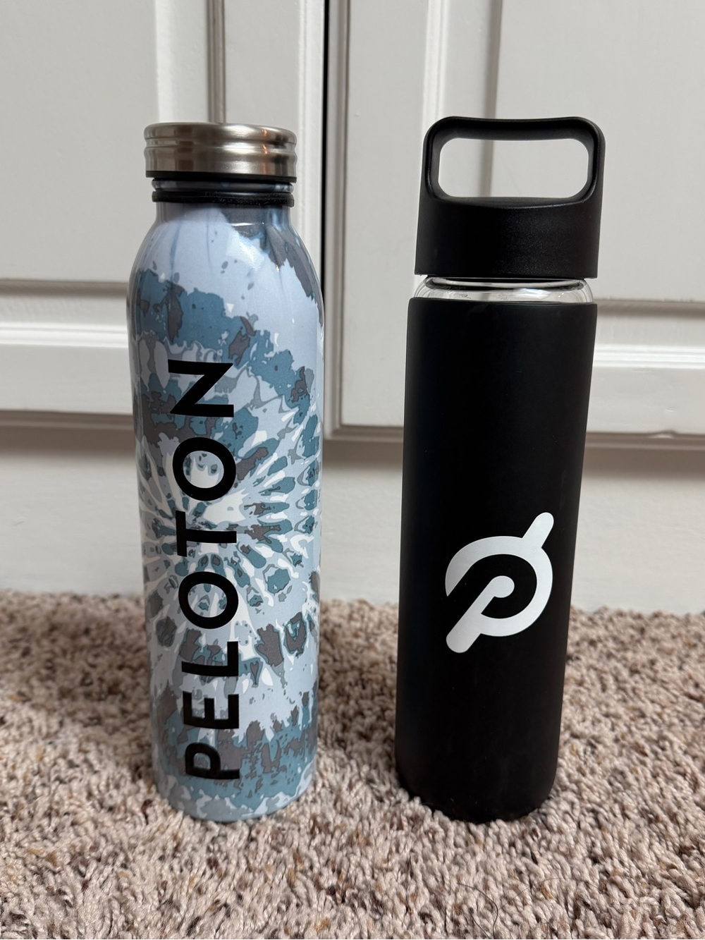 2 Peloton Water Bottles Glass and Metal